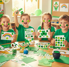 500 Pack St Patricks Day Shamrock Stickers Roll Green Glitter Clover Crafts