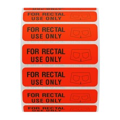 Rectal Use Only Stickers 1.5×0.375 Fluorescent Red 500 Labels