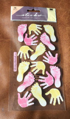 RETIRED STICKO THEMED SCRAPBOOK STICKERS BABY GIRL HANDPRINTS & FOOTPRINTS *