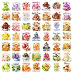 50PCS Summer Watercolor Ice Cream Stickers Pack – Cute Fruit & Dessert Vinyl Dec