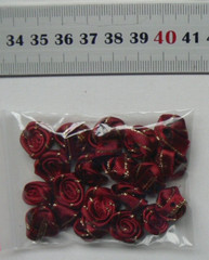 Satin Metallic ROSE Packs – 20 BURGUNDY with Gold Trim – 13-17mm Across VerCFrnt
