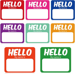 Hello My Name Is Stickers, 256 Pcs 8 Assorted Colors, 3″ X 2.5″ Self-Adhesive