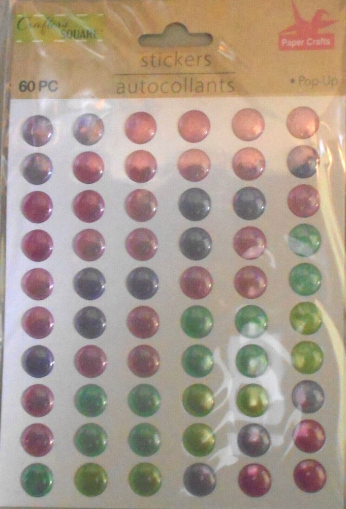 Gems Bling Metallic Pink Purple Green Pastel Crafter’s Square Puffy Stickers