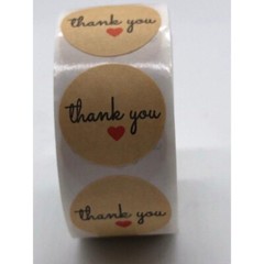 Thank You Stickers Kraft Paper with Red Heart 500pc 1in Product Label Stickers f