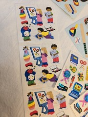 VTG Sandylion Sticker Mod Sheet Lot Kromekote Prismatic School Sports Arts Class
