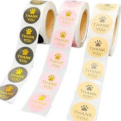 3 Rolls 1″ Round Kraft Paws Print Thank You Stickers Labels Hot Stamping For Tag