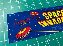 Space Invaders Arcade Marquee Sticker Decal 1.75×5.75” Holographic Glossy Vinyl
