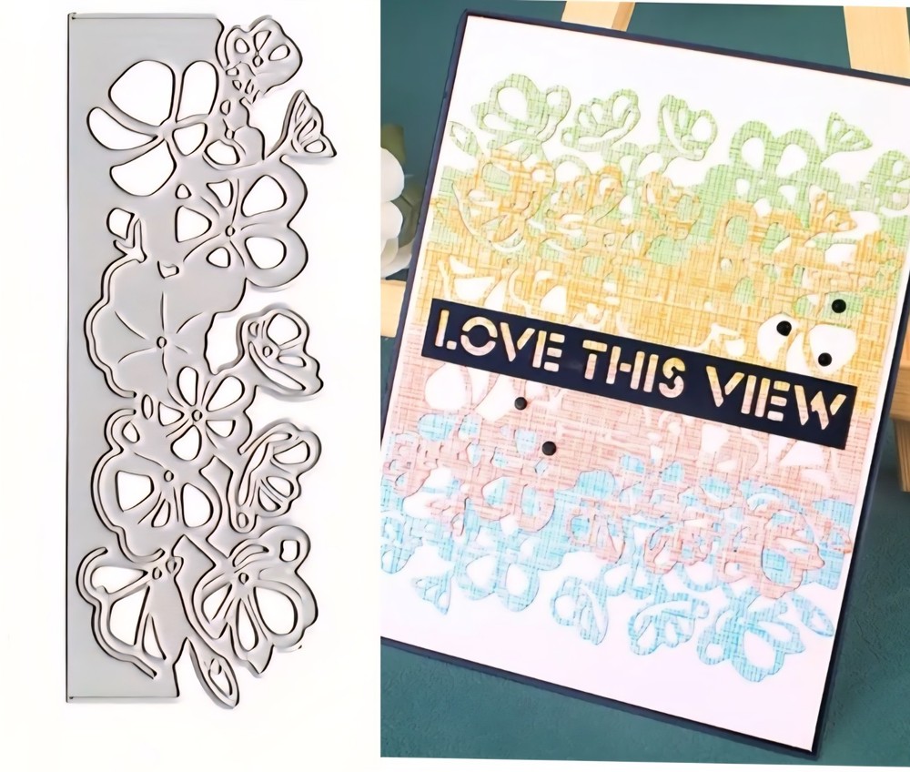 Flowers Border Edge Die Cut Card Making Envelopes Floral Invitations Cutting Die