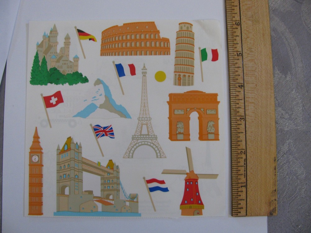 Mrs. Grossman’s Stickers EUROPEAN LANDMARKS 1 Sheet 6″ X 6″ NEW b