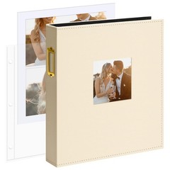 Vienrose 8.5×11 Scrapbook Photo Album 3-Ring Binder Leather Cover 100 Pages Beig