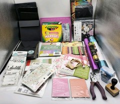 Craft Supplies Scrapbook Paper Stamps Punches Foil Colored Markers Lot of 50