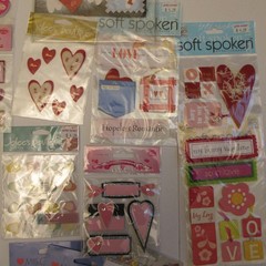 Lot of 24 Valentine/Love Stickers & Embelishments for Scrapbooking Card Making