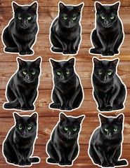 Black Cat Green Eyes Die Cut Vinyl Stickers Set Scrapbooking Laptop Water Bottle