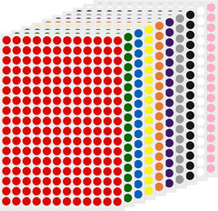 10 Colors round Labels 0.4 Inch Vinyl Dot Stickers Selfadhesive Removable Col…