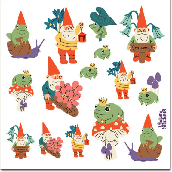 Violette Stickers Happy Garden Woodland Gnomes Frogs Crafts Planner Supply