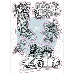 New Craft Consortium rubber Stamp set CHRISTMAS NOEL FESTIVITY free USA ship