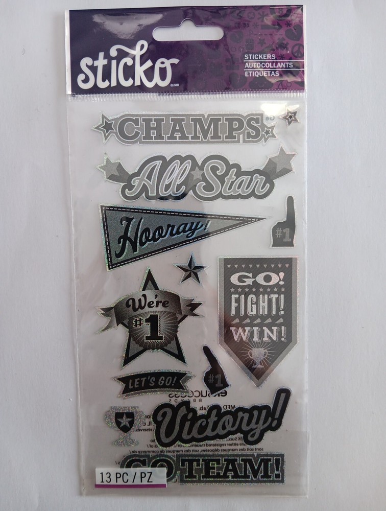 Sticko Cheerleading SticKers Silver And Black Cheer #1 Go Team