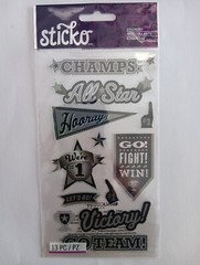 Sticko Cheerleading SticKers Silver And Black Cheer #1 Go Team