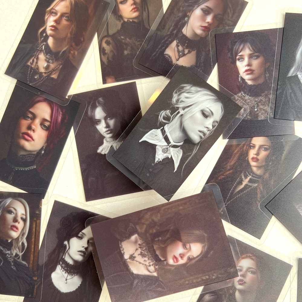 Goth Girl Portrait Stickers Junk Journal Collage Scrapbooking