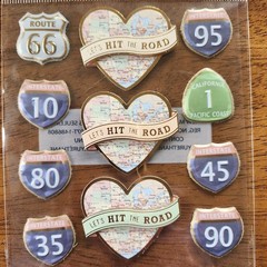 Recollections Let’s Hit The Road Travel Map & Road Sign Stickers 11 pc