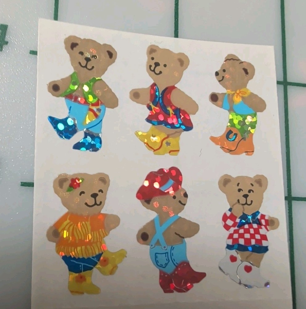 Vintage Sandylion Stickers Teddy Bears Line Dancing Cowboy Boots Country Module