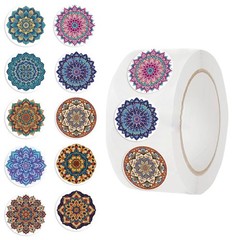 500Pcs/Roll Hot-Selling Mandala Pattern Washi Sealing Stickers- Boho Decor for J