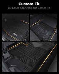 3W Floor Mats for Toyota Tundra 2014-2021 (Only for CrewMax Cab), TPE All Weathe