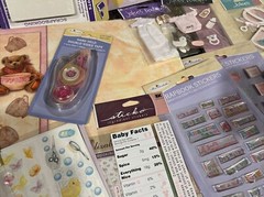 Large Baby Girl Pink Scrapbook Lot: Book, Sheets, Papers, Stickers & More. NEW