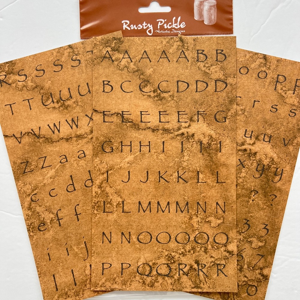 ✍️VINTAGE Rusty Pickle BLOCK ALPHABET STICKERS upper lower letters numbers ✍️ 🔤