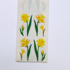 Vtg 90s Y2K Mrs. Grossman’s Yellow Daffodil Sticker Strip Floral 6 Squares