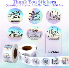 1120Pcs Thank You Stickers and Cards Set for Supporting My Small Holographic