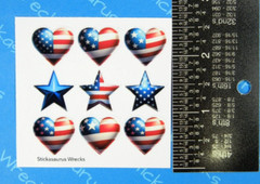 Patriotic Flag Hearts & Stars Mini Sticker Sheet
