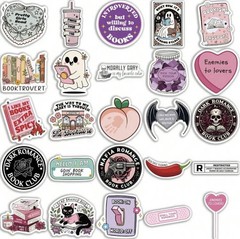 50pc Romantic Reading Sticker Lot Cute Book Lover Decal Set Laptop, Journaling