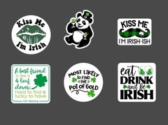 6 – 2.5” St. Patrick’s Day Sticker Pack – Happy Stickers Irish Holiday Shamrock