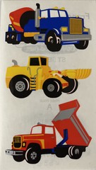 TRUCKS Stickers(3pc)Frances Meyer •Construction•Front Loader•Dump-Truck •Cement
