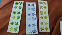 Vintage Sandylion Stickers Stars Starburst Green Blue And Gold Lot Of 3 Strips