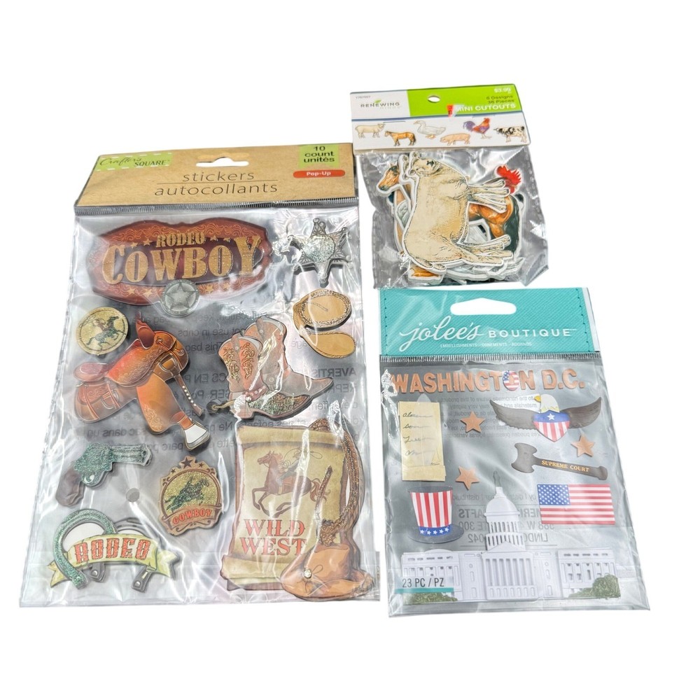 Craft Sticker Lot Jolee’s Boutique Washington DC Rodeo Cowboy Farm Animal