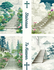 Staircase To Heaven Card Toppers Collage Supplies Scrapbook Junk Journal Crafts