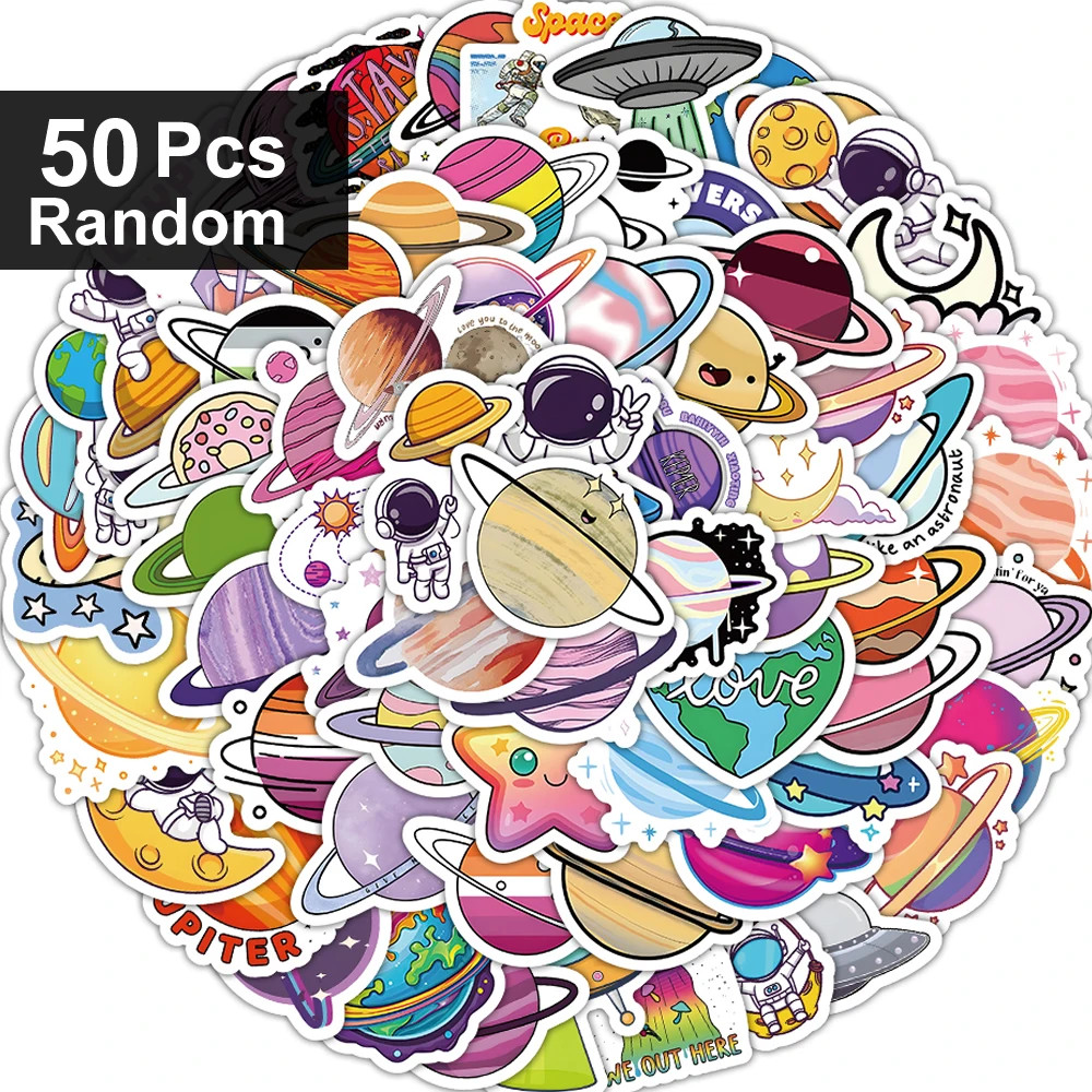 Space Astronaut Stickers Cartoon Planet Decals Laptop Phone Bike Decor