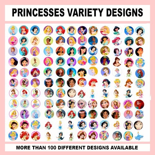 100 Precut MOVIE PRINCESSES Variety BOTTLE CAP CHARM TRAY IMAGES PRINCESS 1 in