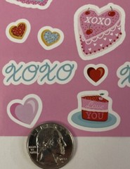 VALENTINES’S CAKE Stickers (24pc)Holiday•Candy•Hearts •Donut•Cookies•Sweets•