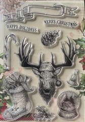 New BO BUNNY Rubber Stamp clear cling set CHRISTMAS TREASURES free USA ship