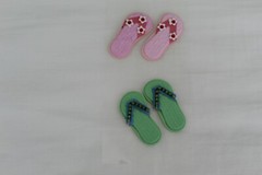 PAPER BLISS «FLIP FLOPS» Pink and Green Beach Flip Flops with Beads 025934
