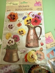 Crafters Square Sticker Lot – 6 Pkgs – Pop-Up Stickers Flowers Hearts Birthday
