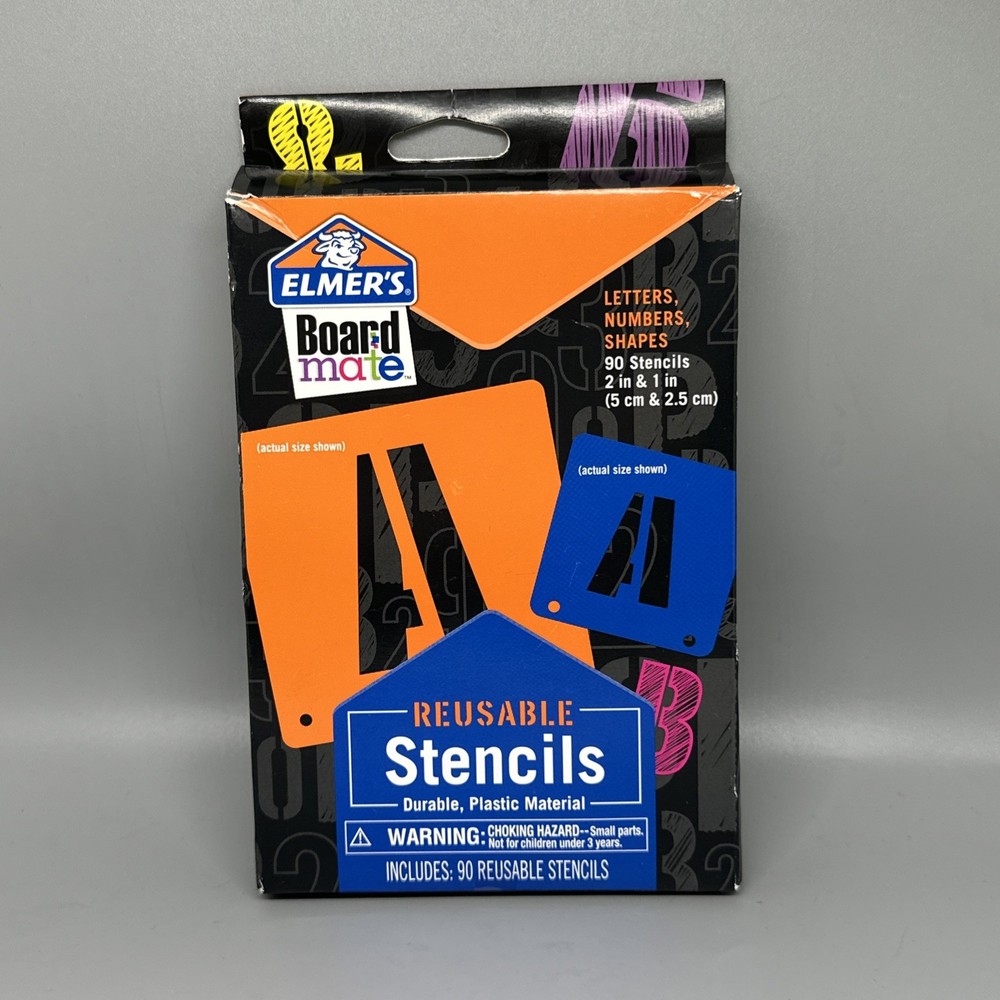 Elmers BOARD MATE REUSABLE STENCILS LETTERS And NUMBERS Brand New Tracing