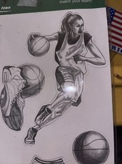 Vintage Stickers Scrappin’ Sports Basketball Women’s Hoops 5 1/2 X 8 1/2 Sheet