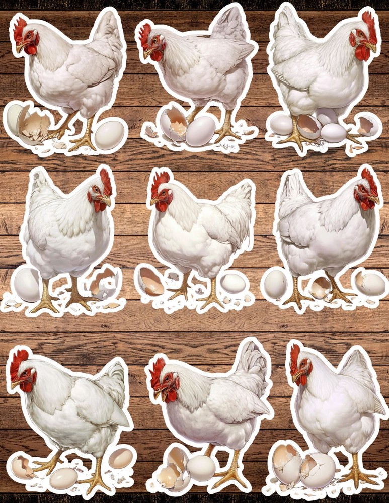 Chicken With Egg Die Cut Vinyl Stickers Set Scrapbooking Laptop Water Bottle