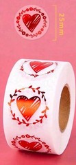 500 pcs Sticker Seals Roll Transparent Clear Red foil Heart Self Adhesive NEW