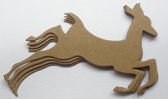 (4) PRANCiNG REINDEER – Christmas Raw Bare Unfinished Chipboard Die Cuts