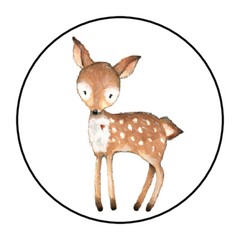 30 1.5″ WOODLAND ANIMAL DEER BIRTHDAY BABY SHOWER FAVOR LABELS ROUND STICKERS